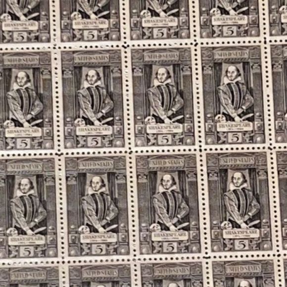 MNH William Shakespeare Sheet of 50 5 Cent Stamps Scott #1250 - Picture 1 of 3
